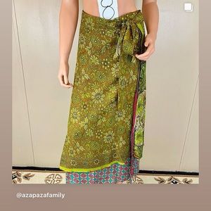“Magic Wrap” Reversible Silk Wrap Skirt Long